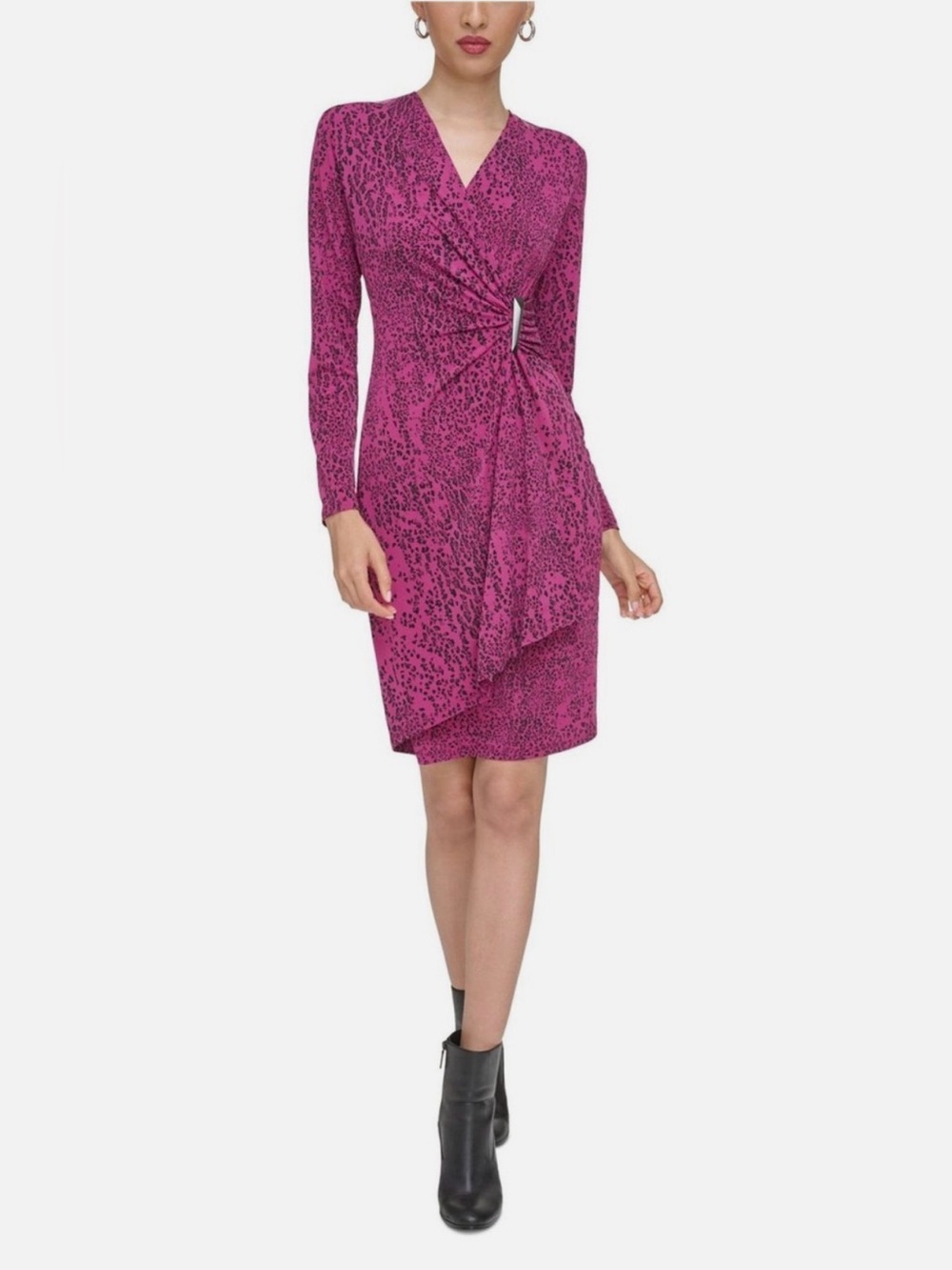 Calvin Klein Womens Side Ruching Midi Dress Size Large 12 NWT $129